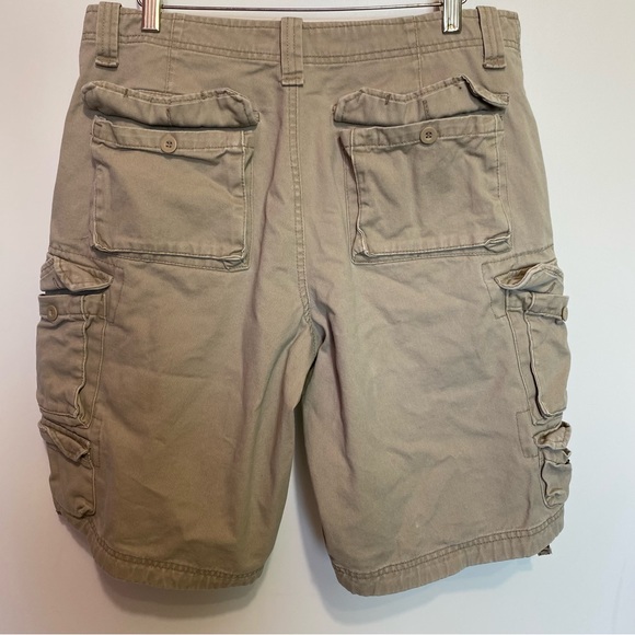 Vintage Lee Dungarees Cargo Shorts Mens 32x10 Longer Length Khaki - Picture 3 of 11